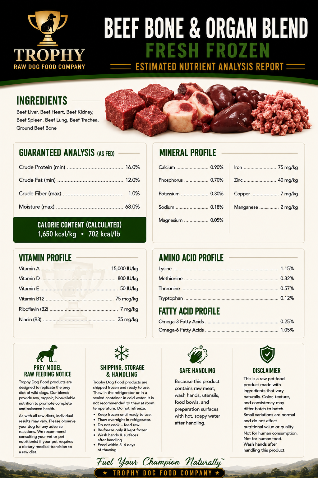 Beef Bone & Organ Mix – Fresh Frozen Raw Dog Food